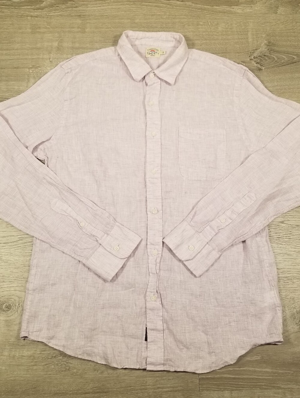 Faherty Laguna Linen Shirt Mens Large Button Down Pink Lightweight Casual